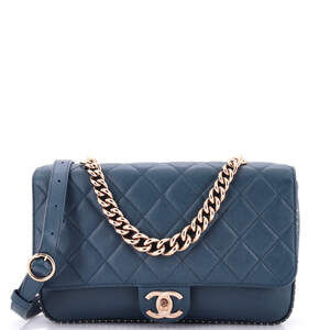 Chanel Large Chain Handle CC Flap Bag Quilted Caviar with Studded Detail
